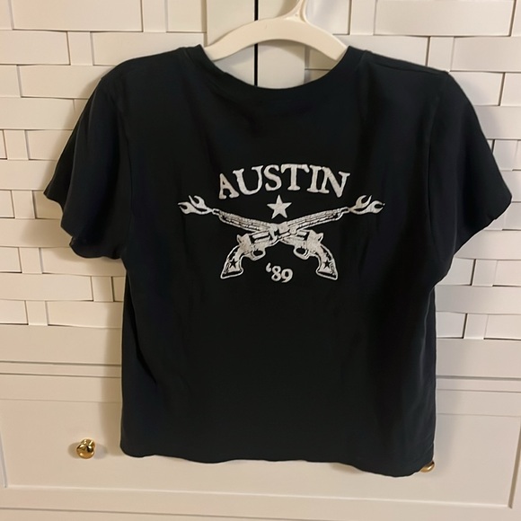 John Galt Brandy Melville Austin one size dark grey baby tee - Picture 3 of 3